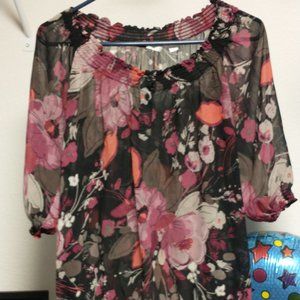 New York and Company Sheer floral top